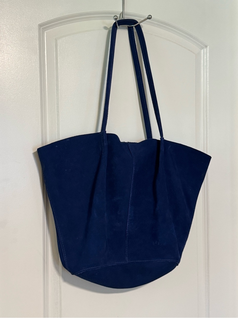Portland Leather Devan Bucket Tote - Oversized Joni Blue Suede